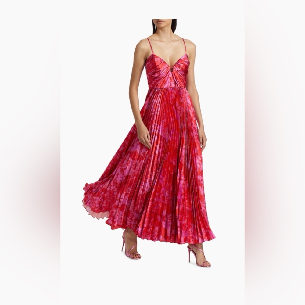 Monique Lhuillier Vibrant Pink Maxi Dress